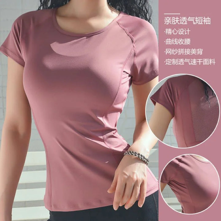 Mesh Stitching Short-Sleeved Sports